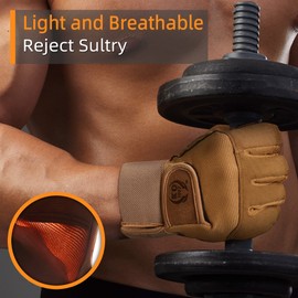 KKOYING Workout Gloves, Weight Lifting Gloves Full Palm Protection, Breathable Gym Gloves for Women and Men, Fingerless Gloves for Gym Exercise Cycling, M