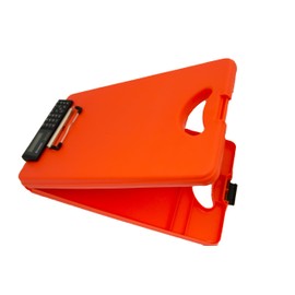 Saunders DeskMate II with Calculator 00543 Plastic Storage Clipboard - Orange, Letter Size, 10 in. x 16 in. Document Holder with Internal Storage