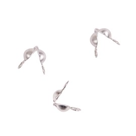 LiQunSweet 200 Pcs 316 Stainless Steel 3mm Inner Size Ball Chain End Bead Tips Calotte Ends Clamshell Knot Cover Cap Closure Clasp Bulk for Jewelry Making and Craftings - 8.5x4mm