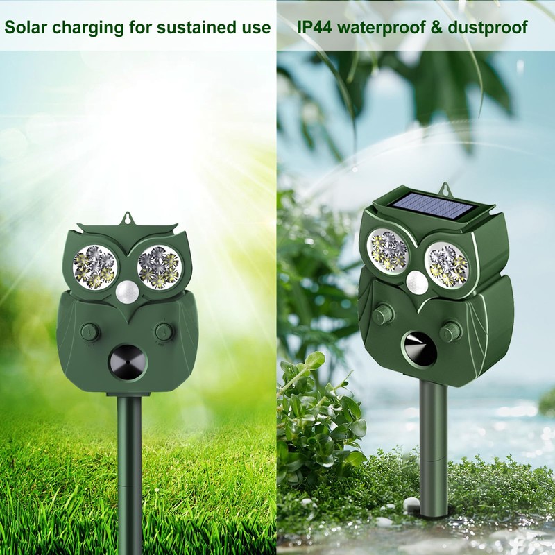 Animal Repellent Outdoor Solar Powered, Ultrasonic Deer Squirrel Skunk Rabbit