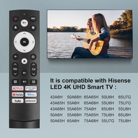 ERF3M90H IR Replaced Remote Control Fit for Hisense Google/Android TV 50A6H 55A6H 65A6H 75A6H 50U6H 55U6H 65U6H 65U8H 75U8H 43A6H 43A68H 55U7K (No Voice Function)