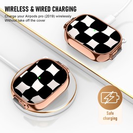 Maxjoy for Cute Airpods Pro 2 case with Safety Lock,Compatible Airpods Pro Case 2nd/1st Gen,for Black and White Plaid AirPods Case Coverfor Women Girly with Keychain-Black White