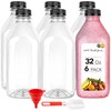 32 Oz Juice Bottles with Caps (6 Pack) - Reusable