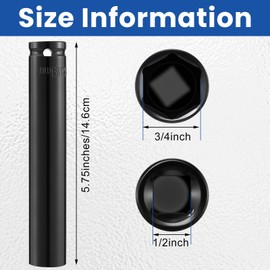 Leriton 4 Pcs 6 Spline 3/4" Socket Truck Cage Bolt Truck Tools Extra Deep 3/4" Socket 1/2" Drive