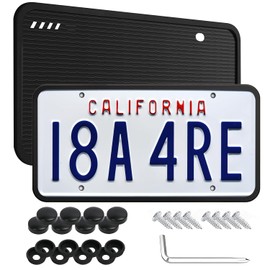HEKAMU 2 PCS Marco de Matrícula,Porta Placas de Silicona (31x16cm),Universal Soportes para MatríCula con Accesorios de Montaje para Auto,Antivibración,Antióxido (Negro)