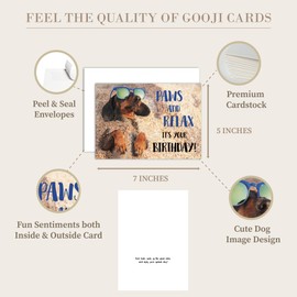 Gooji 5x7 Paws and Relax Dachshund Birthday Card – Funny Dog-Themed Greeting Card with Relaxing Beach Vibes for Animal Lovers and Special Celebrations
