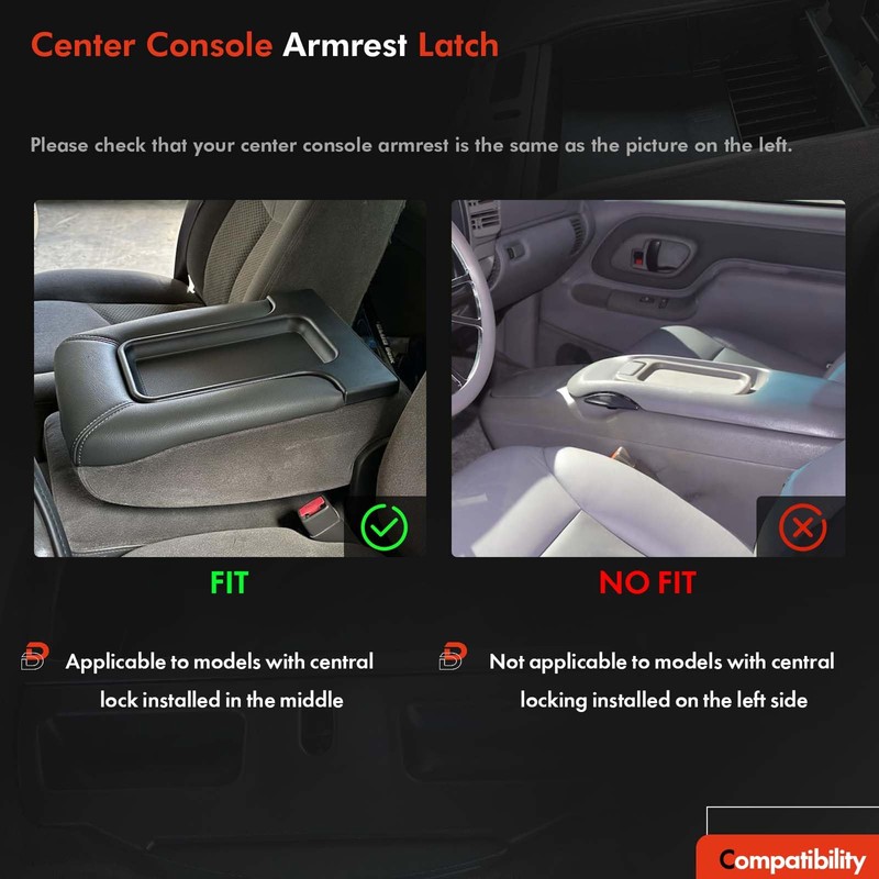 Daposhac Center Console Jump Seat Armrest Lid Latch Fit for