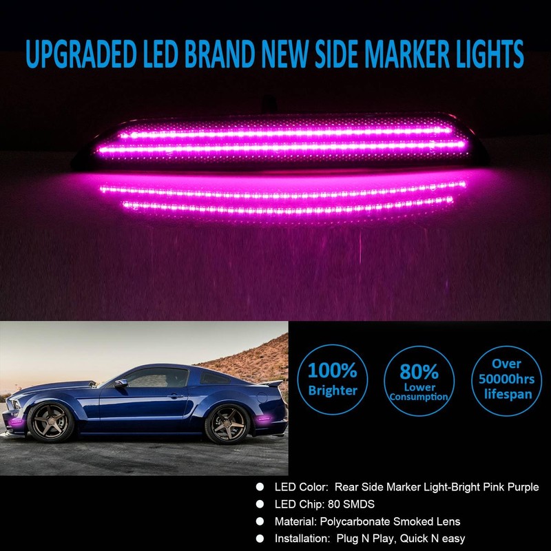 Bestview 4PCS LED Side Marker Lights for 2010-2014 Ford Mustang: