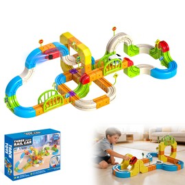 Electric Train Set for Kids Ages 3-8, 208Pcs 3D Flexible Race Track Toy