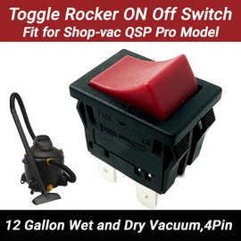 Toggle Rocker ON Off Switch Fit for Shop-vac QSP Pro Model QPL45 12 Gallon Wet and Dry Vacuum, 4Pin Black Switch, 2PCS
