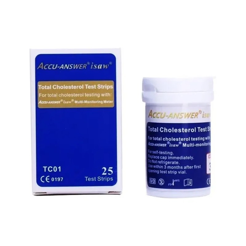 Tiras Reactivas Colesterol Accu Answer X 25 Unidades Color Azul