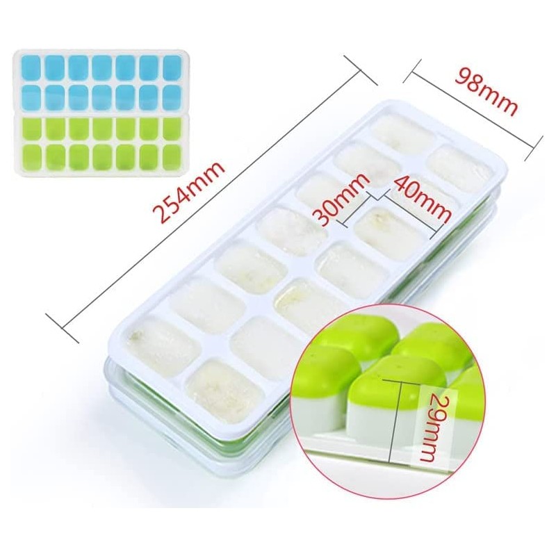2 Pack Silicone stackable Ice Cube Trays, Reusable Flexible Silicone