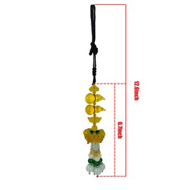 Feng Shui Car Hanging Ornament Pendant Decoration & Lotus Gourd Jade Buckle Dangling Rearview Mirror Charms Amulet Pray for Luck Safety (Yellow)
