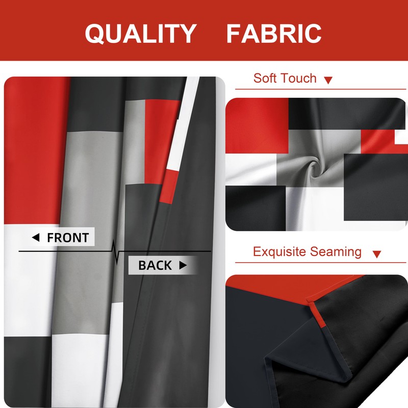 Tyrot Red Black Grey Blackout Curtains for Bedroom Living Room