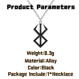 GAUEIOUR Berserk Amulet Talisman Sign Necklace,Overlord Egg Shell Black Light Necklace,Beihei Leite Necklace Cos Pendant,Warrior Logo Metal Pendant Necklace(Black)