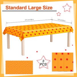 Wozoohyi 3 Pcs Anime Yellow Table Cover Set,108 x 54 Inches Red Stars Print Plastic Decorative Tablecloth for Birthday Themed Party Decoration Supplies (3)