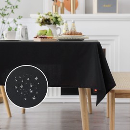 Demetex Black Large Tablecloth 152cm x 305cm Rectangular Polyester Table Cover Soft Solid Color Fabric Table Cloth for Camping Dining Party Decor, 152x305 cm, Black