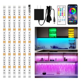 maylit 6 PCS RGB Under Cabinet Lighting Kit, App and Remote Control Led Strip Lights, Music Sync Color Changing Led Lights with ETL Listed Power Adapter, for Cabinet, Counter, Shelf, Bookcase, 9.8ft