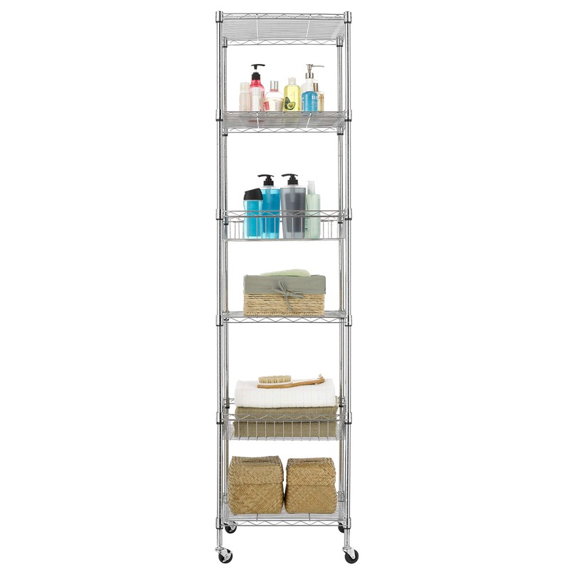 Finnhomy Heavy Duty 6 Tier Wire Shelving Unit with Wheels