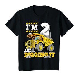Two 2th Birthday Cool Construction Truck 2yr Boy 2 Years Old T-Shirt