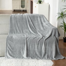Winthome Cuddly Blanket, Fluffy Soft, Sofa Blanket, Warm, Fleece Blanket, Cuddly, Blanket, Easy Care, Cuddly Blanket, Children, Couch Blanket, Suitable for All Seasons (130 x 170 cm, Light Grey)