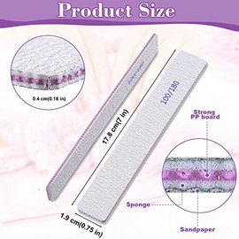 Xinnun 150 limas de uñas de grano 100/180 de doble cara profesional, reutilizables, limas de uñas para herramientas de manicura acrílica, juego para e