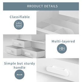 Macallen Make Up Organiser Cosmetic Organiser Makeup Storage Cosmetic Organiser Drawer with 9 Compartments, White