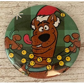 Repurposed Gift Wrapping Paper Christmas Scooby & Shaggy 2.25" Badge Buttons Set