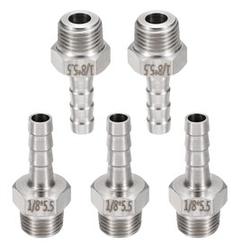 HARFINGTON Stainless Steel Barbed Fitting 1/8" NPT Male to 3/16" Hose ID for Home Brew Pipe Fitting Direct Thread Tower Connector Durable Construction