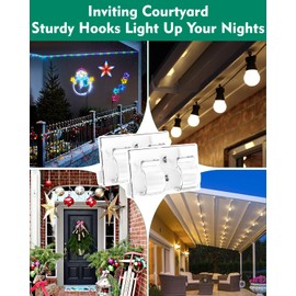 MapeloreCrafted Upgraded Version Outdoor String Lights Hooks: 30Pcs Heavy Duty Cable Clips with Waterproof Adhesive Strips for Hanging Christmas Lights - UV-Resistant Clear Cord Holders Rope Organizer