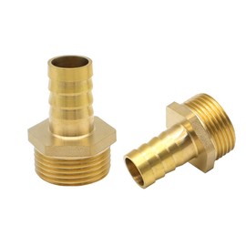 YDHfdc Brass Hose Nozzle, 1 Inch Hose Connector, 19 mm Hose Connector, Brass for Water, Fuel and Air Lines, Pack of 2