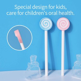 Kids Tongue Cleaner Brush -Lollipop Shape Tongue Scraper for Toddler Children Pink,Sky Blue (2 Packs)