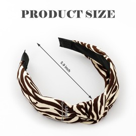 Yonchic 3-Piece Fashion Leopard Zebra Snake Printed Headbands for Women & Girls, Retro Knotted Headband, Cute Top Knot Head Bands Hair Accessories Set (Coffee)