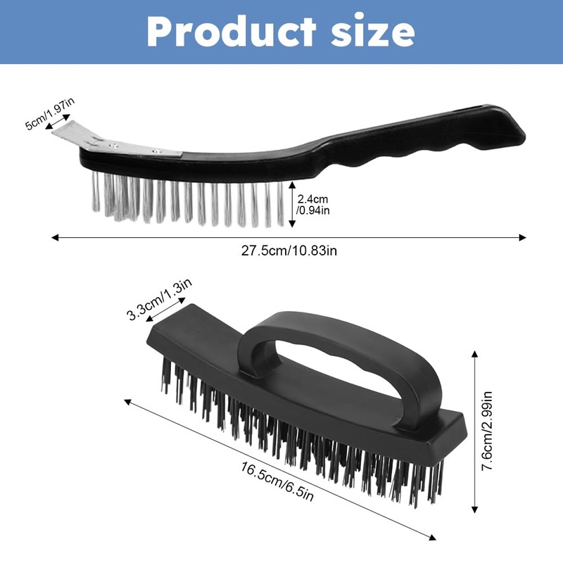 Wire Brush Set, 2 Pcs Steel Brush with Ergonomic Handle