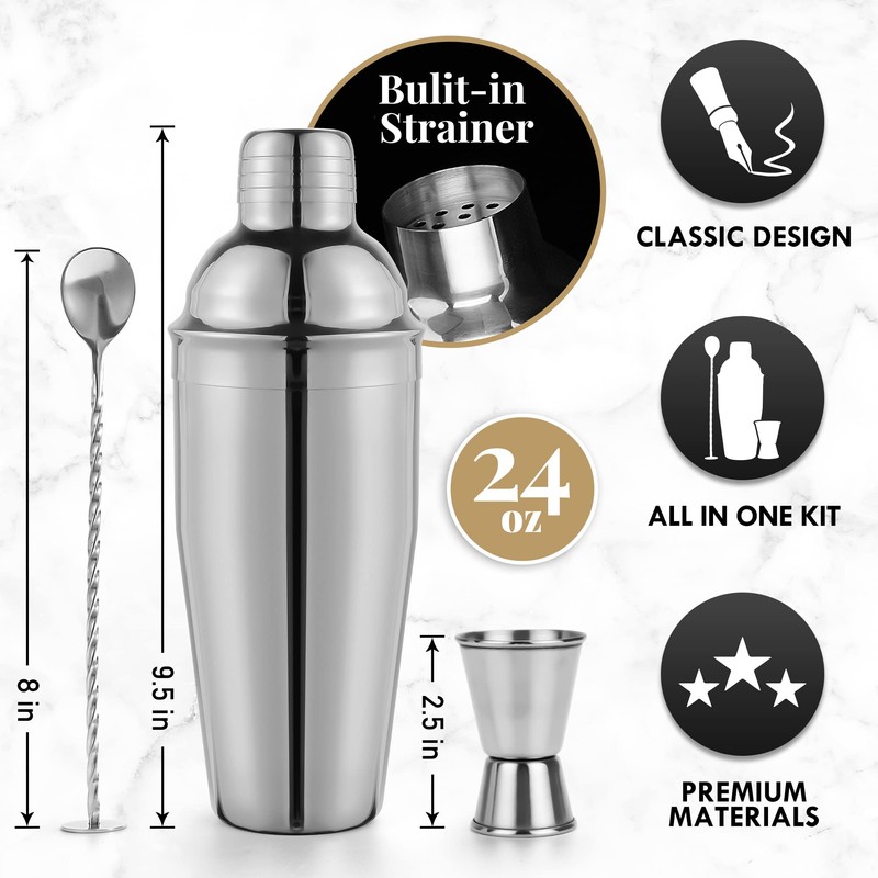 MixMate Premium Cocktail Shaker Set - 4 Piece Bar Shaker