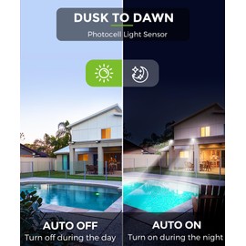 L LOHAS LED Dusk to Dawn Floodlight Outdoor, 50W Auto On/Off 6000K Daylight Plug in Flood Lights, IP66 Waterproof Work Light, 2300LM Security Lights for Yard, Garage, UL Listed, 2Pack