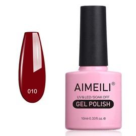 AIMEILI Soak Off U V LED Hema Free Gel Nail Polish Cruelty Free Vegan Nail Gel- Red Vixen (010) 10ml