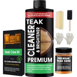 Evlisrtpk Teak Cleaner and Brightener Kit - Teak Cleaner for Wood Outdoor Furniture. Ideal for Boats, Decks, Patio & Fine Wood Furniture ｜Marine-Grade