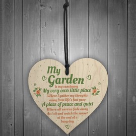 RED OCEAN My Garden Gardening Shed Summer House Wood Shabby Chic Heart Sign Plaque Wall Plaque Friendship Gift
