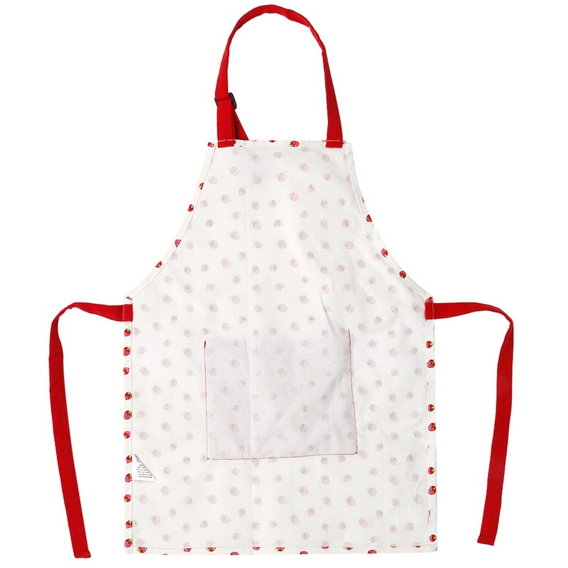 Kids Apron, Red Strawberry Printed Children Apron with Adjustable Neck