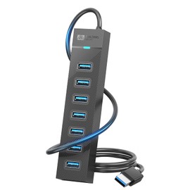 SAN ZANG MASTER 7-Port USB3.0 Hub, 19.7 inches (50 cm), 5Gbps, High Speed Transfer, Compact, USB Hub 3.0, Compatible with Laptops, USB Port, Extra Port, Lightweight, Expansion, Driver Not Required,