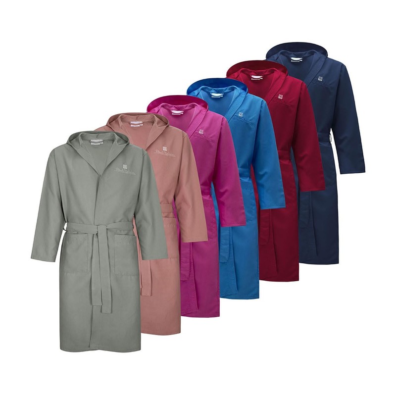 Renato Balestra Unisex Microfibre Bathrobe with Hood, gray