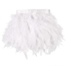 Turkey Feathers Trim Fringe 2Yard 4-6inch for Party Clothing DIY Sewing Craft Wedding Dress DecorationColor: White