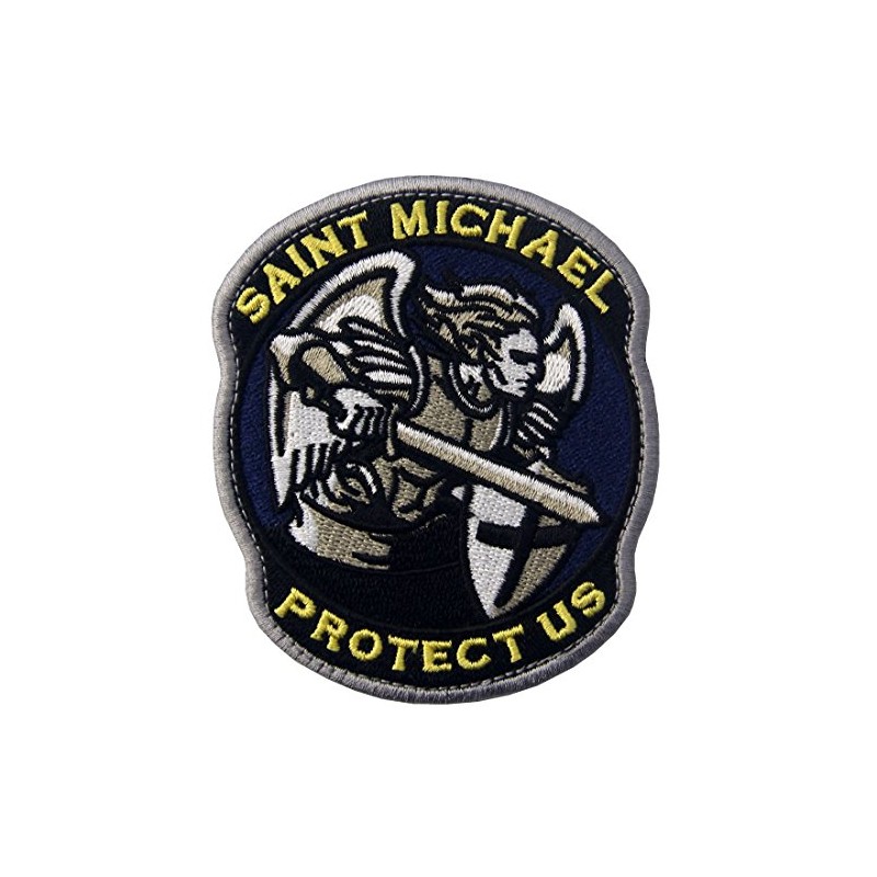 Modern Army Saint Michael Protect Us Embroidered Velcro Patch