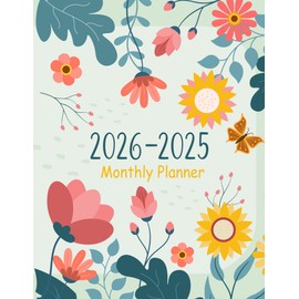 2025-2026 Monthly Planner: Two Year (January 2025 through December 2026) with Holidays and Inspirational Quotes, Large Print Floral Cover