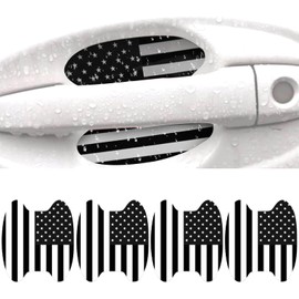 Tippwoo 4 PCS Car Door Bowl Sticker, American Flag Design, Waterproof Vehicle Handle Protector, Universal Anti-Scratches Durable Automotive Exterior Accessories for Cars Trucks SUVs (Black)