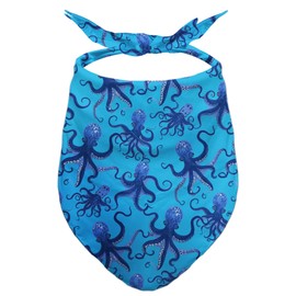 Octopus Bandanas, Ocean Blue Octopus Dog Scarf, Ocean Accessories for Medium Large Dogs