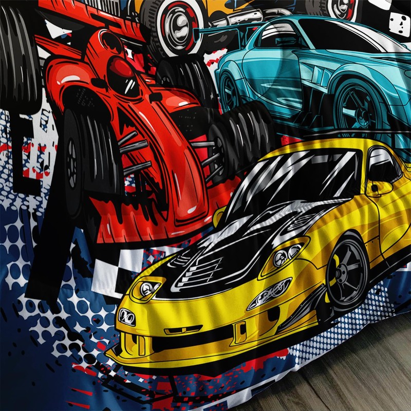 AILONEN Racing Car Comforter Set Queen Size, Cool Speed Race