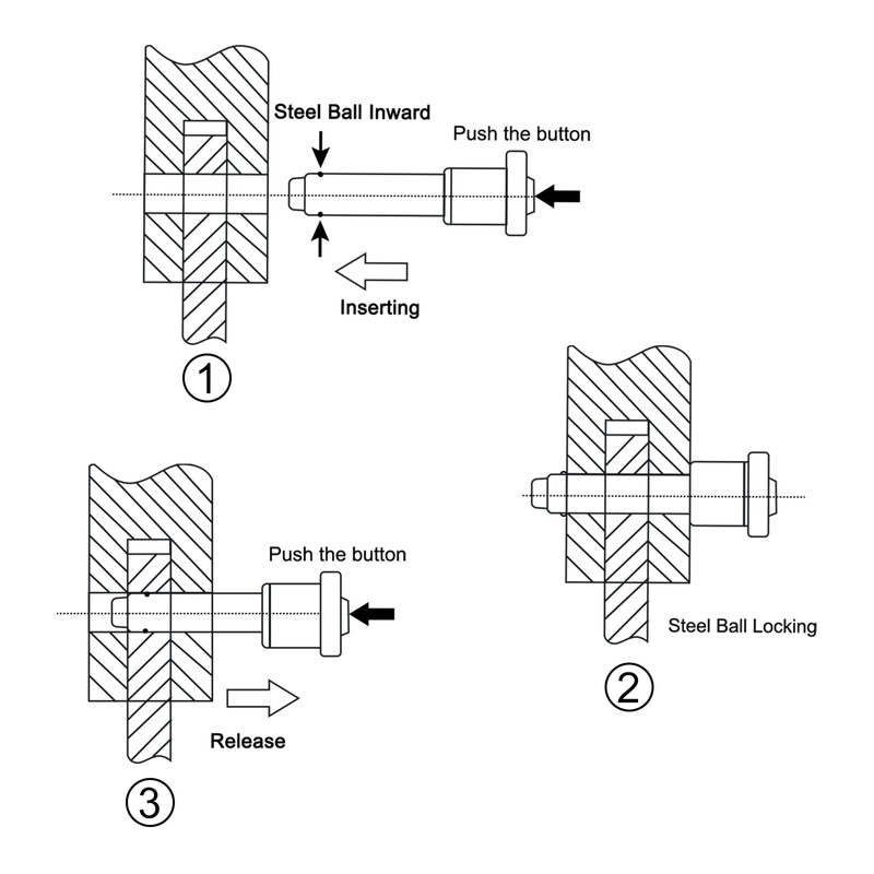 sourcing map Ball Locking Pins with Button Handle, 6mm Pin