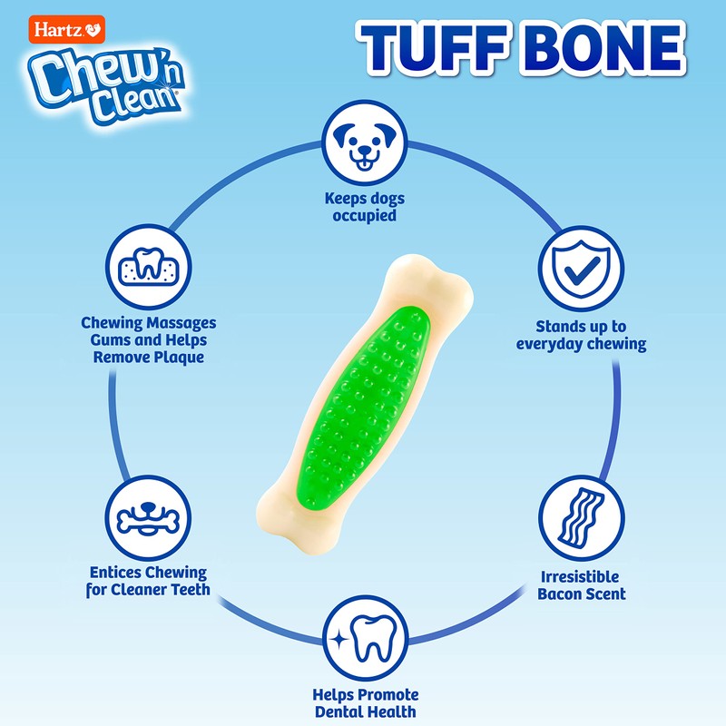 Hartz Chew 'N Clean Tuff Bone Bacon Scented Dental Dog